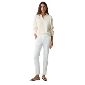 Theory Treeca Pull-on Pant Good Linen White Slim Straight Linen Blend Size 6